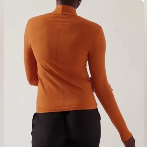 Athleta Ascent Seamless turtleneck Foliage Orange Thumbhole long sleeve top - Picture 2 of 12